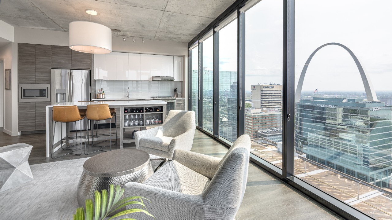 Professional project photography of One Cardinal Way in St. Louis, MO.