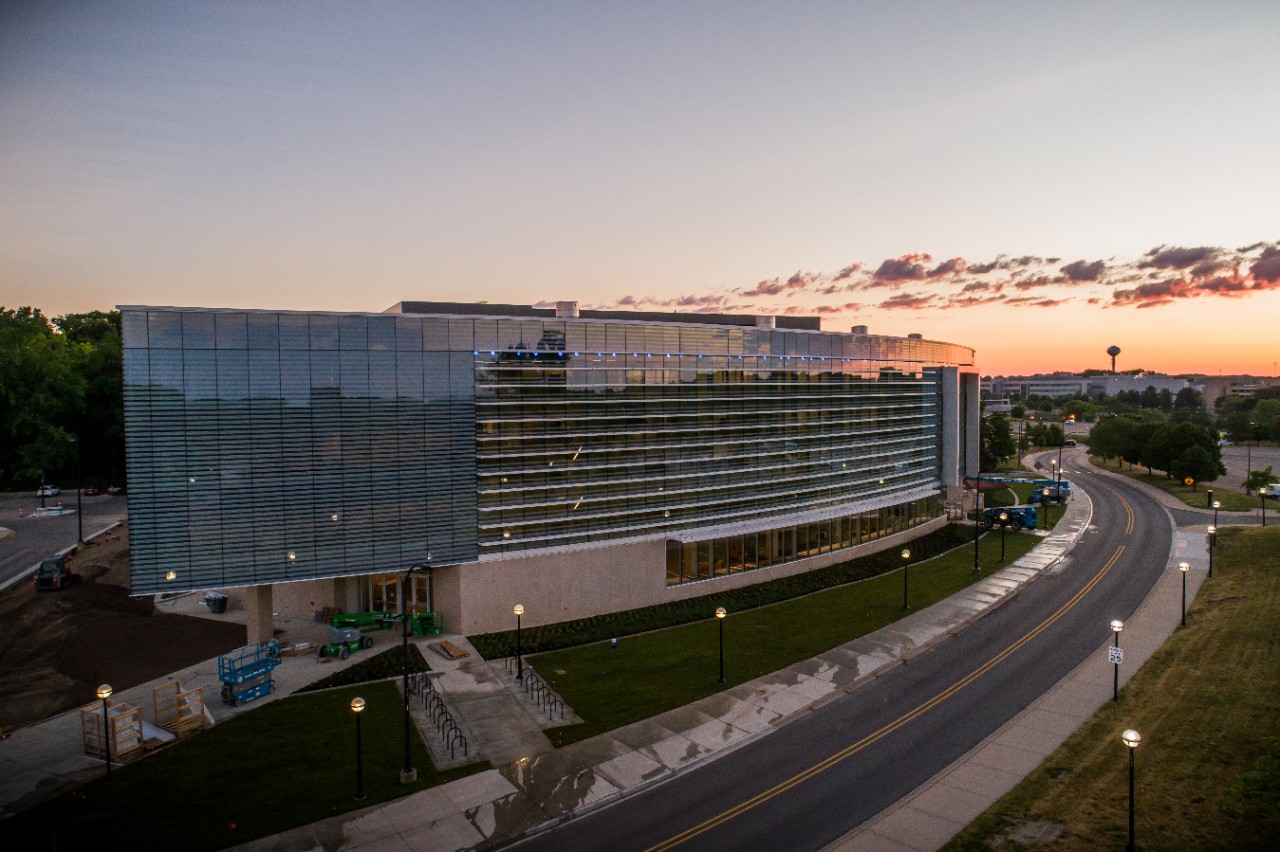 An aerial view of the Ford Robotics Building at the University of Michigan in Ann Arbor, MI.

Photo: Levi Hutmacher/University of Michigan Engineering, Communications and Marketing
